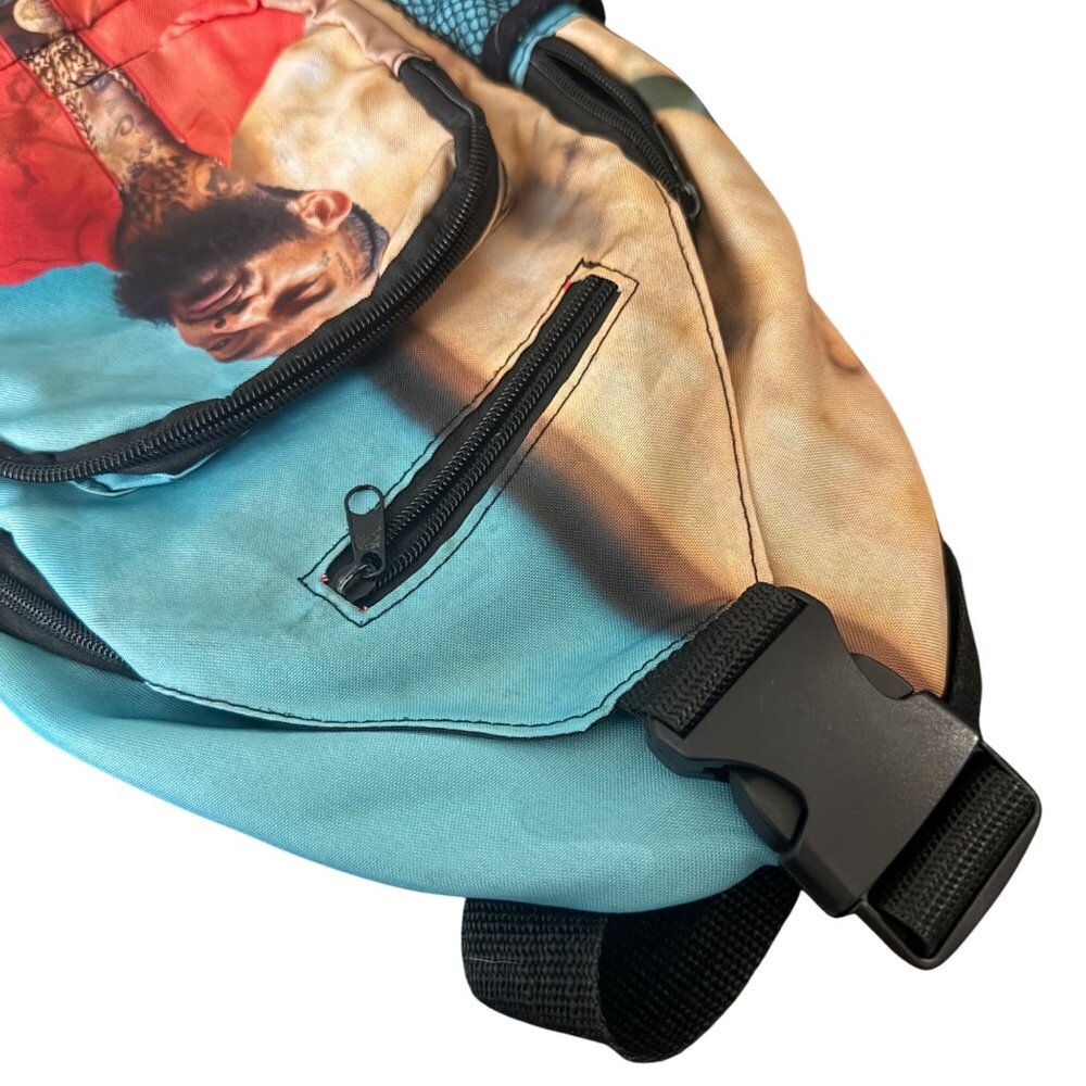 Nipsey Hussle Print Sling Backpack With Front Poc… - image 5